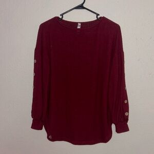 red button sweater